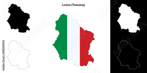 Lucca province outline map set