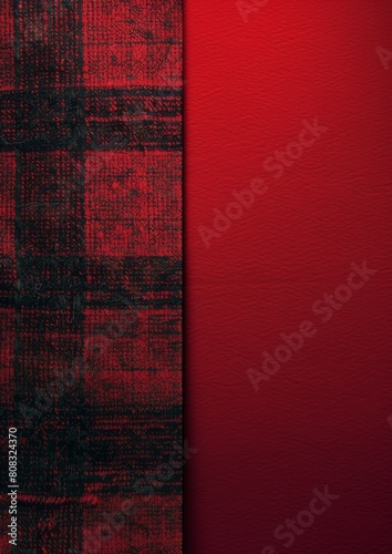Red and black tartan pattern with smooth texture on the right.