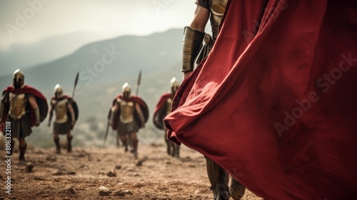 Hoplite's scarlet cape embodying heroism essence.