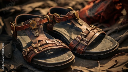 Hoplite's sandals embodying warrior perseverance.