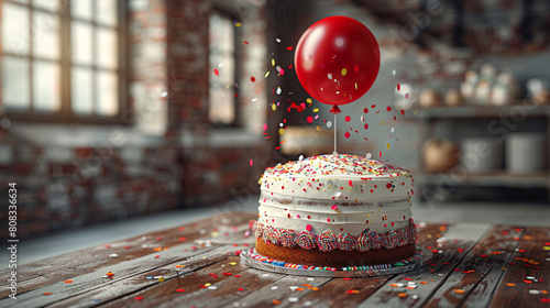 birthday cake with ballon