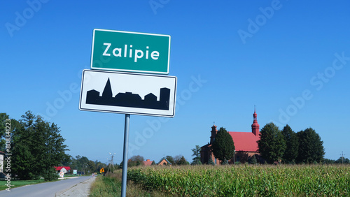Zalipie, Poland - September 28th 2023: Sign directing people into entrance of the village Zalipie
