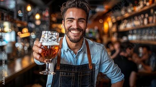 Portrait of smiling brewer with glass of beer at the manufacturing