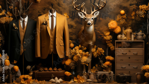 Imagine a debonair deer in a velvet smoking jacket, accessorized with a silk cravat