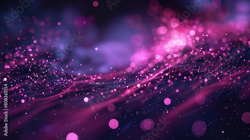 Pink and purple glowing particles form a wave pattern on a dark background. AIG51A.