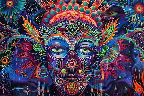 psychedelic indigenous mescalineinspired visionary art native american style