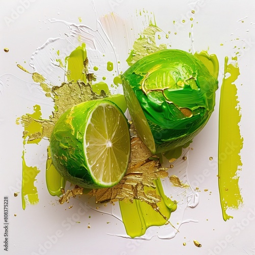 Na stole leżą dwa zielone limonki. Są ułożone obok siebie, tworząc interesującą kompozycję na jasnym blacie