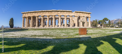 Temple of Hera at famous Paestum Archaeological UNESCO World Heritage Site, Province of Salerno, Campania, Italy