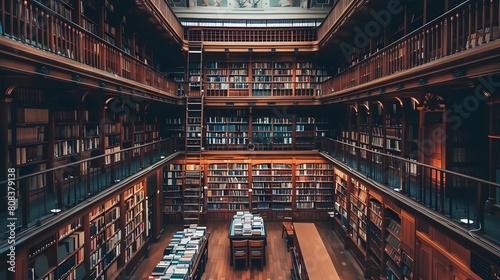 Bookshelf inside public library 