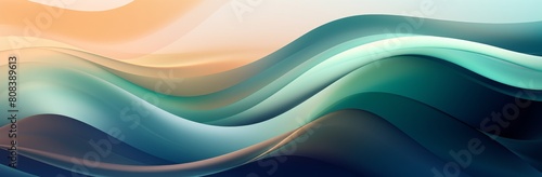 Soothing and tranquil abstract ocean waves background with a smooth flow and elegant undulating curvature in vibrant blue and orange gradient. Perfect for modern wallpaper design