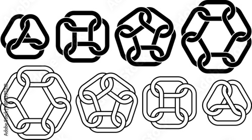 outline silhouette chain link icon set