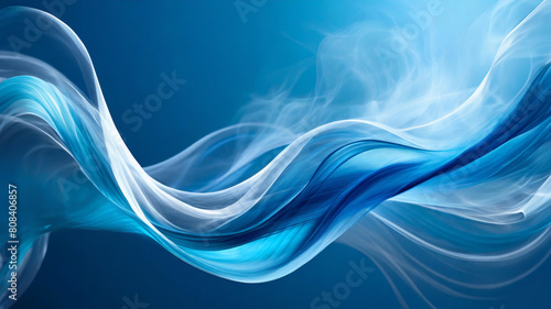 blue abstract swoop swirl with smoke and fog