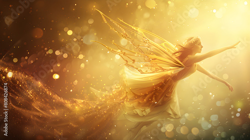 Magical Journey: Radiant Fairy Spreading Magic Through the Air