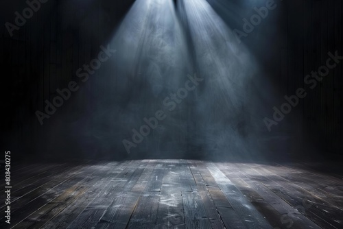 Spotlight effect on a dark stage, evoking a sense of focus or illumination