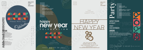 2025 New Year poster design background. A design that is synonymous with dark and light and an elegant and modern background. Vector premium design for calendar and cover.