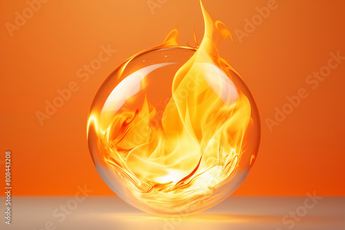 " 流動的なオレンジ色の炎のボタン."