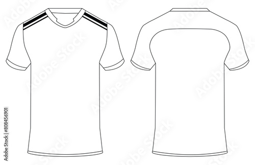  V Neck T shirt jersey mockup vector illustration template design