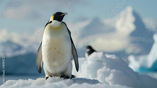 Animal Emperor Penguin on an ice floe in antarctica