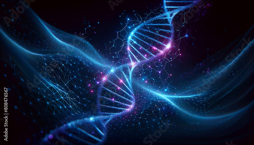 DNA Helix Genes Chromosomes Digital Rendering Vector Wallpaper HD Generative AI