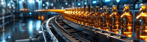 Innovative brewery bottling line with futuristic digital elements and stateoftheart technology, elevating the production experience 8K , high-resolution, ultra HD,up32K HD