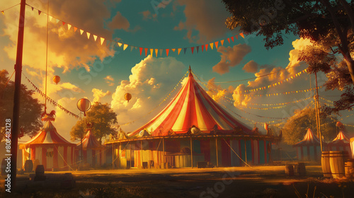 Night Circus Tent in Forest Celebration