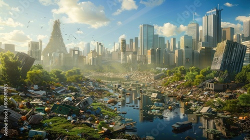  futuristic city where all waste is recycled and there is no pollution,
