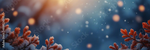 Bannière - Neige qui tombe - Illustrations de flocons de neige sur fond bleu - Arrière-plan pour les fêtes de fin d'année et les vacances d'hiver - Paysage hivernal enneigé