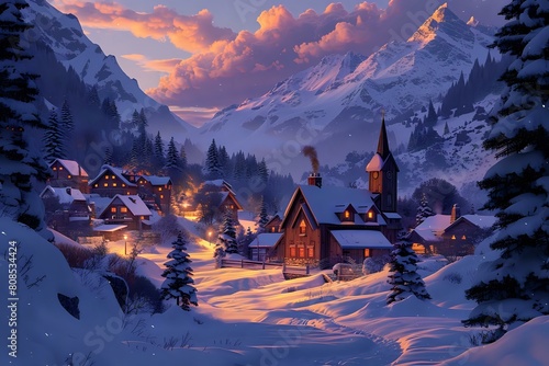 Twilight Tranquility in the Mountain Village