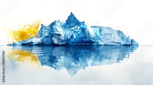 Ethereal Melting Glaciers Sounding the Alarm on Climate Crisis - Watercolor Landscape