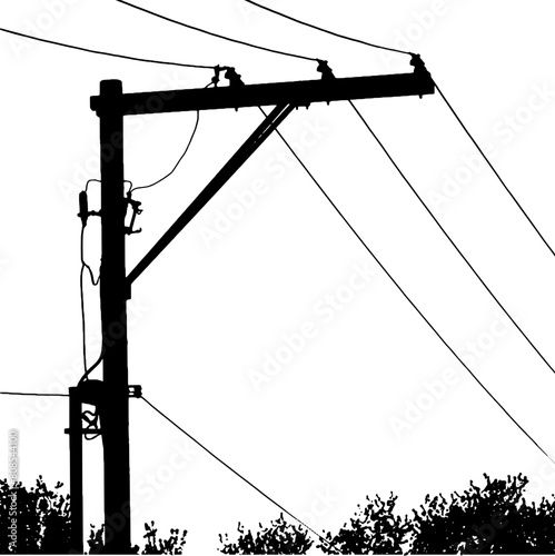 Silhouette of electric pole with wires