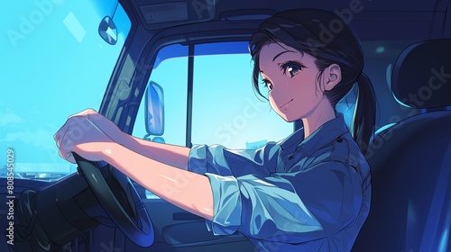 トラック運転手の女性、運転12