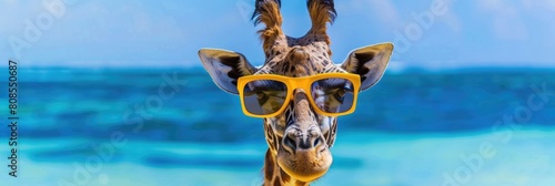 Silly Giraffe on Summer Vacation: Beach, Sunglasses, and Tropical Fun