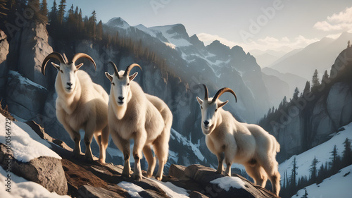 mountain goats in the mountains