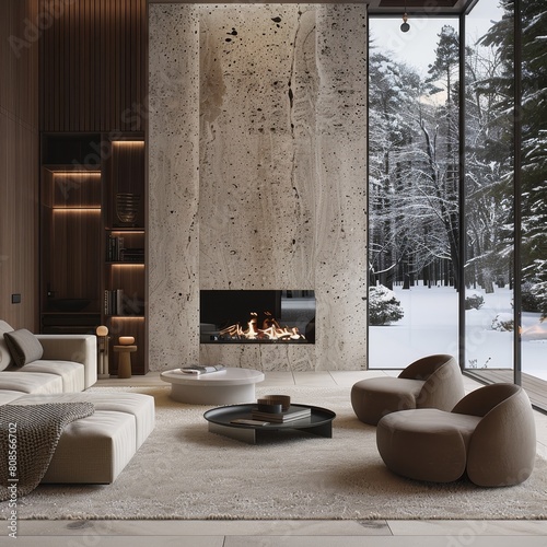 Fireplace ambiance with crackling flames elevates cozy feel in modern chalet interior