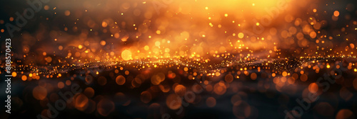 A blurred golden light with a dark background, gold bokeh background