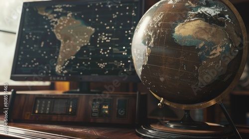 Vintage vs. Digital Globes with Real-Time Weather AI Overlay.