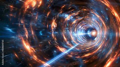 Wormhole, which is a hypothetical shortcut or tunnel through spacetime that connects two distant points.