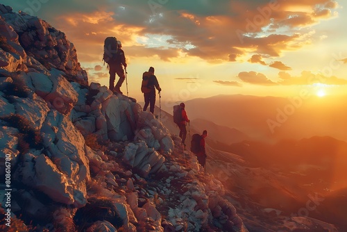 Hikers' Triumph: Scaling Rocky Heights and Embracing the Beauty of Nature