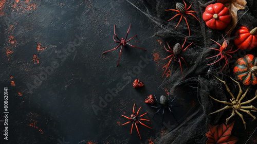 A black background with a spider web