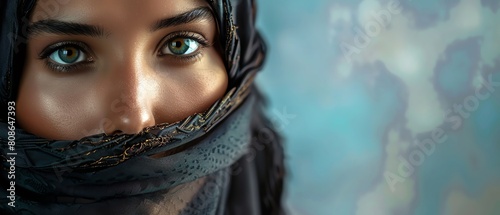 Berber North Africa, especially Morocco, Algeria, Tunisia Woman, hyper realistic portrait, isolated on a solid background, with empty copy space.