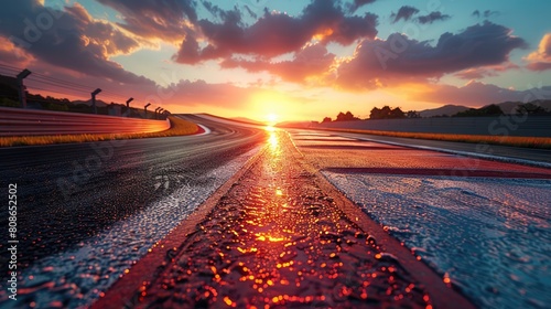 empty of race track on sunset