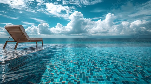 Infinity pool with a beach chair