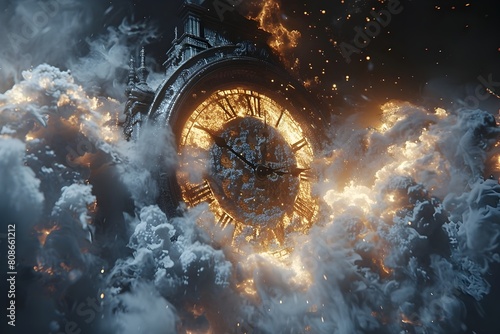 Vanishing Dial of Time Evaporating Clock Transforming into Celestial Ashes in Cosmic Storm