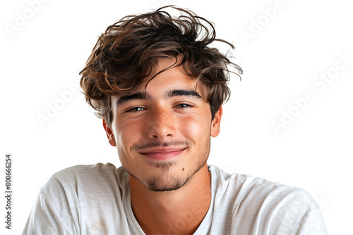 Studio shot of young man winking on isolated transparent background