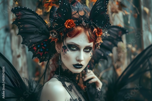 Gothic Fairy with Dark Wings