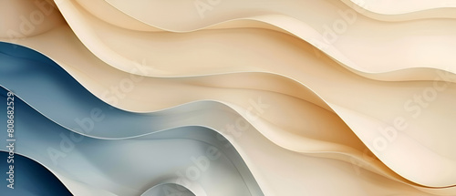 Subdued pastels, harmonious composition, organic textures ,Abstract wavy wave background with smooth silky shape.