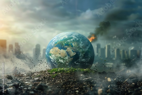 Earth suffocating under of pollution