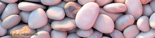 white pebbles in different shades of pink and grey, arranged to create an abstract pattern