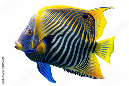 Colorful Emperor Angelfish displaying its striking pattern and bright hues