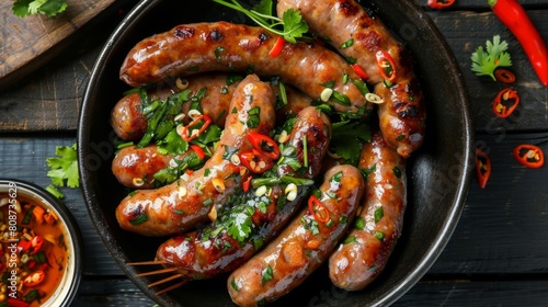Northern Thai spicy sausage with spicy fish sauce